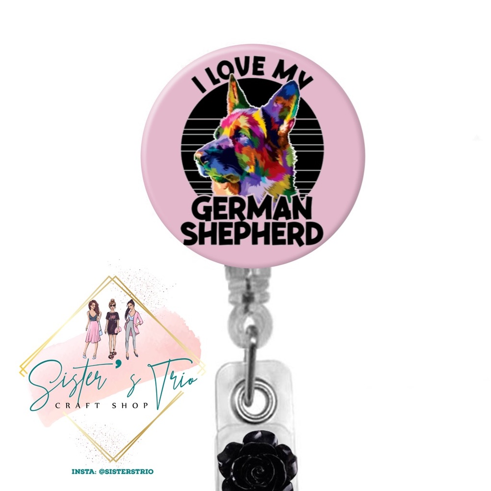 German Shepard Pride  Retractable Badge Holder